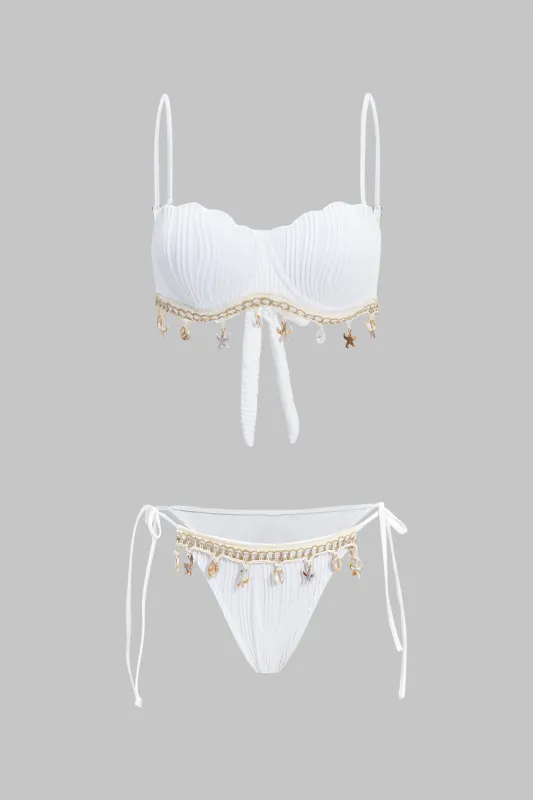 Fringe Beaded Shell Bikini Set sold by Micas