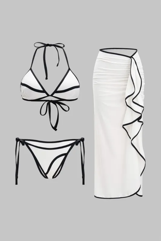 Kontrastbindende trestykke bikini-sæt sold by Micas
