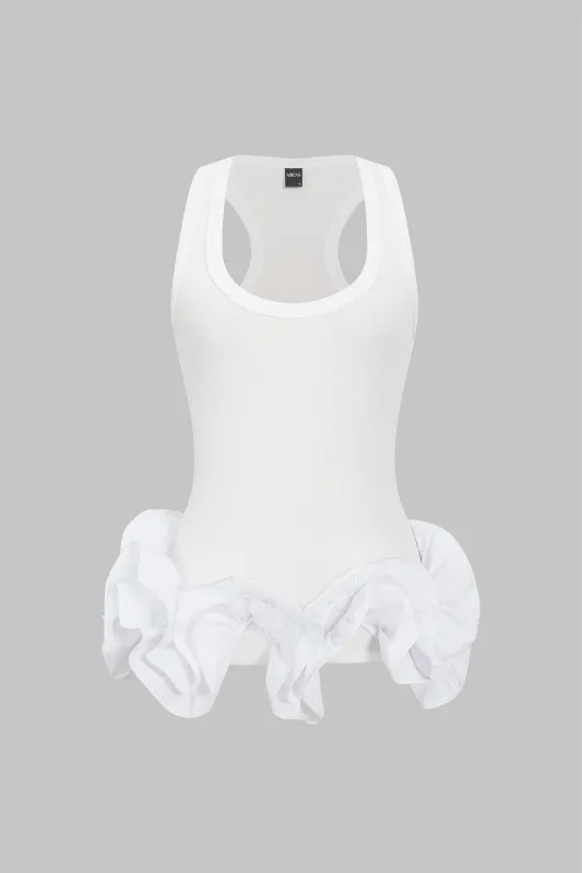 Ruffle detaljer tank top sold by Micas