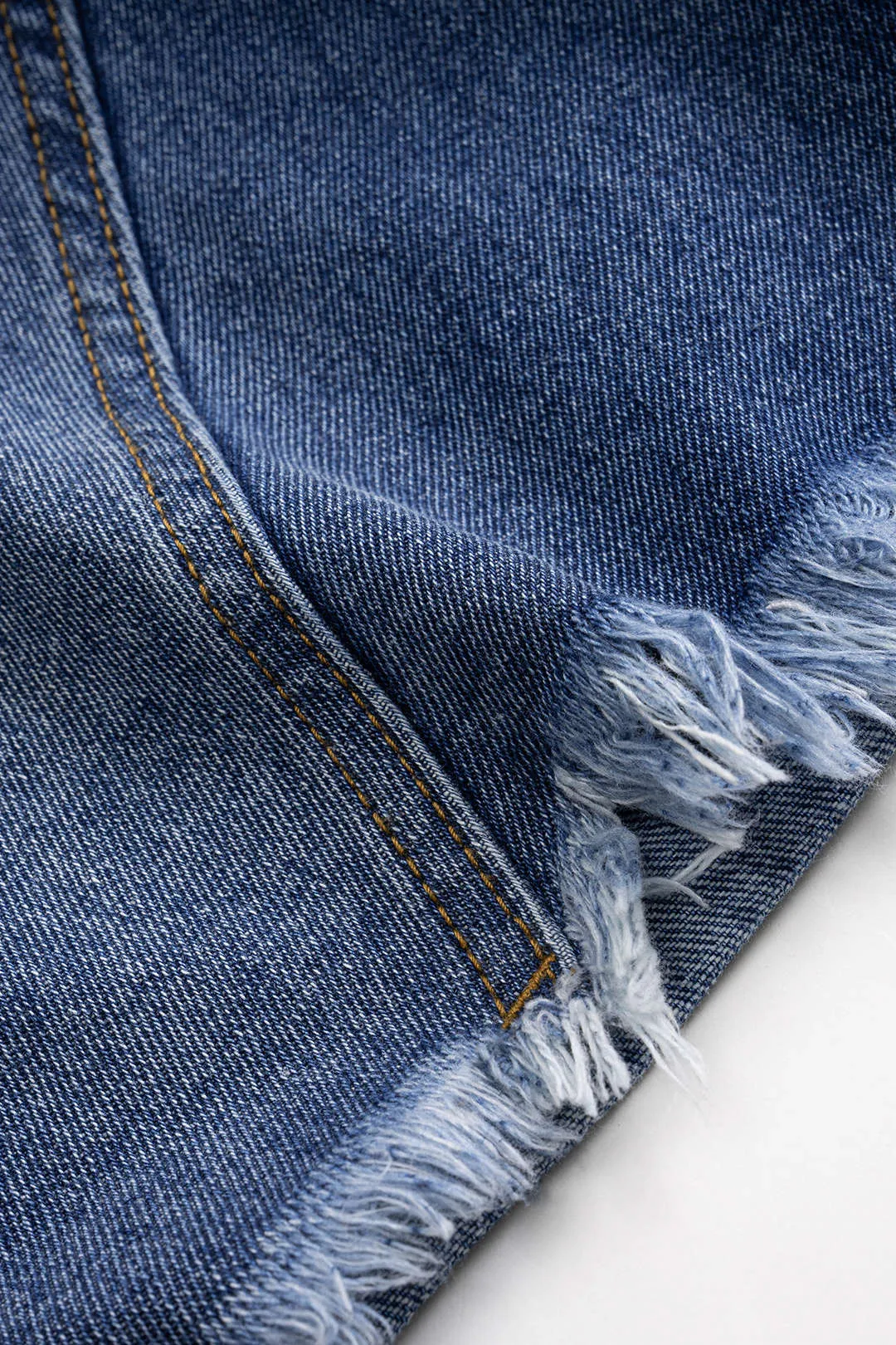 Faux Leather Pocket Stitching Detail Denim Shorts sold by Micas product image thumbnail 3