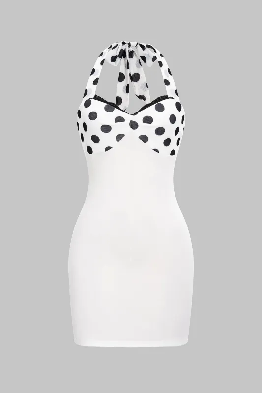 Polka Dots Print Tie ærmeløs mini -kjole sold by Micas