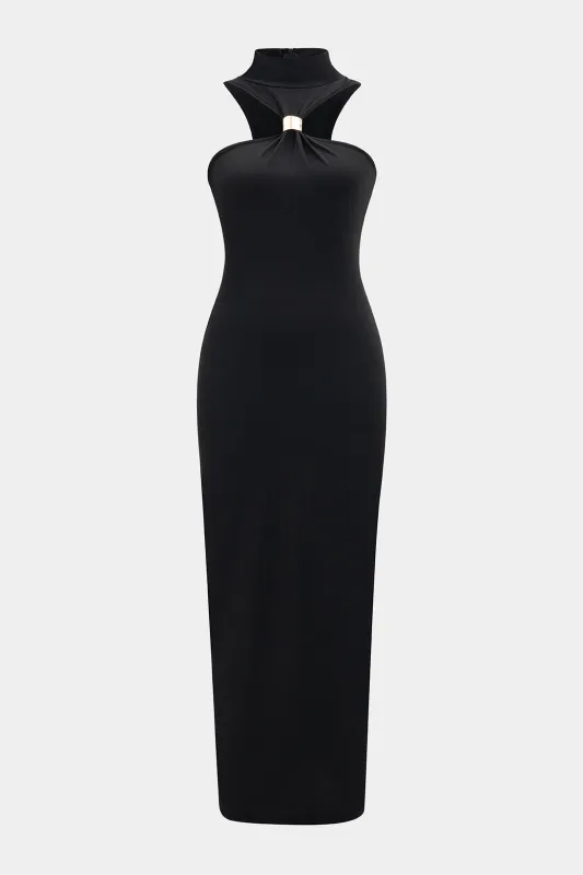 ● I AM MARI ● Challenge High Neck Strap Long Dress Beatrix High Neck Maxi Dress Yellow | Hello Molly