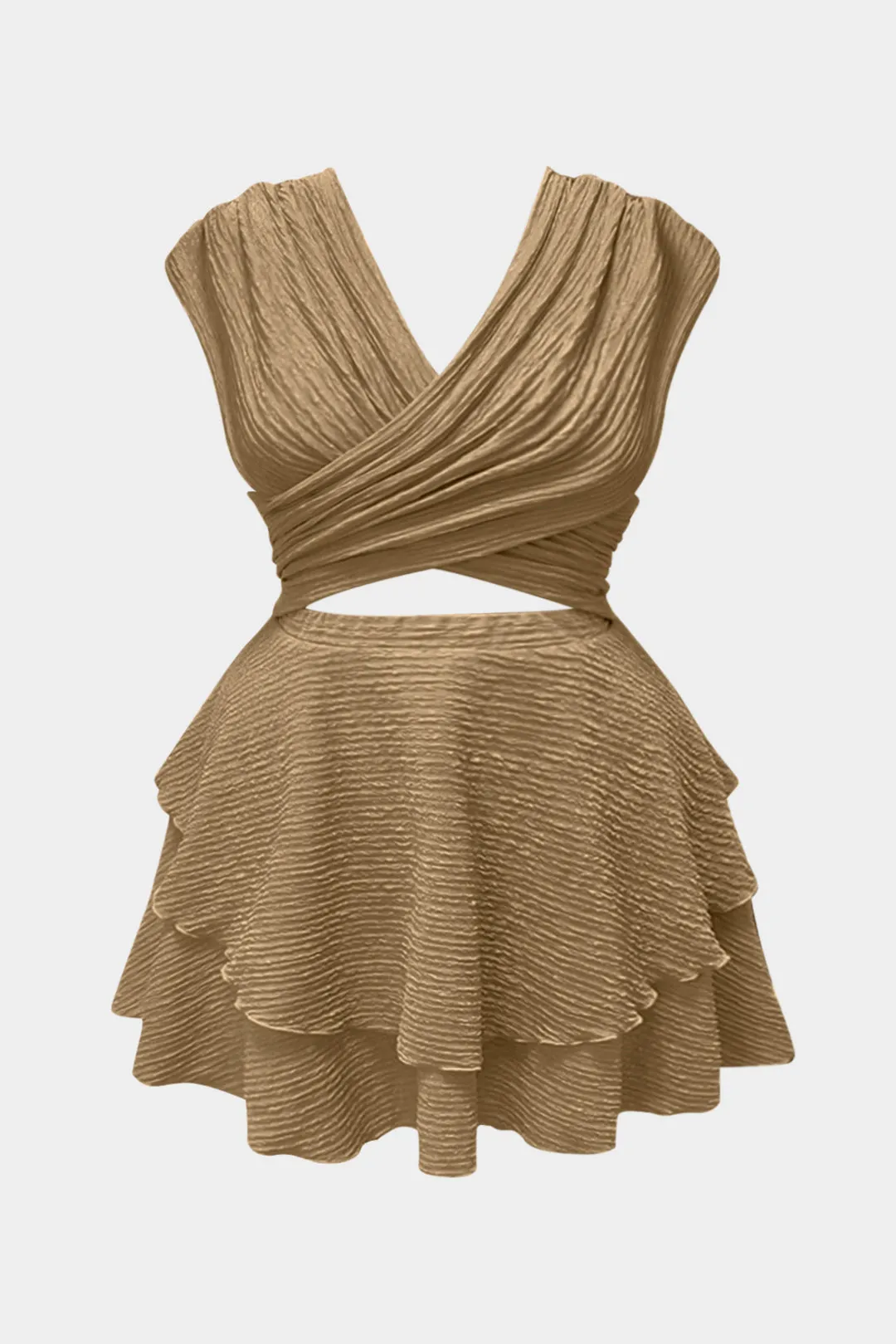 Plus størrelse v-hals udskåret ærmeløs mini kjole sold by Micas product image thumbnail 3