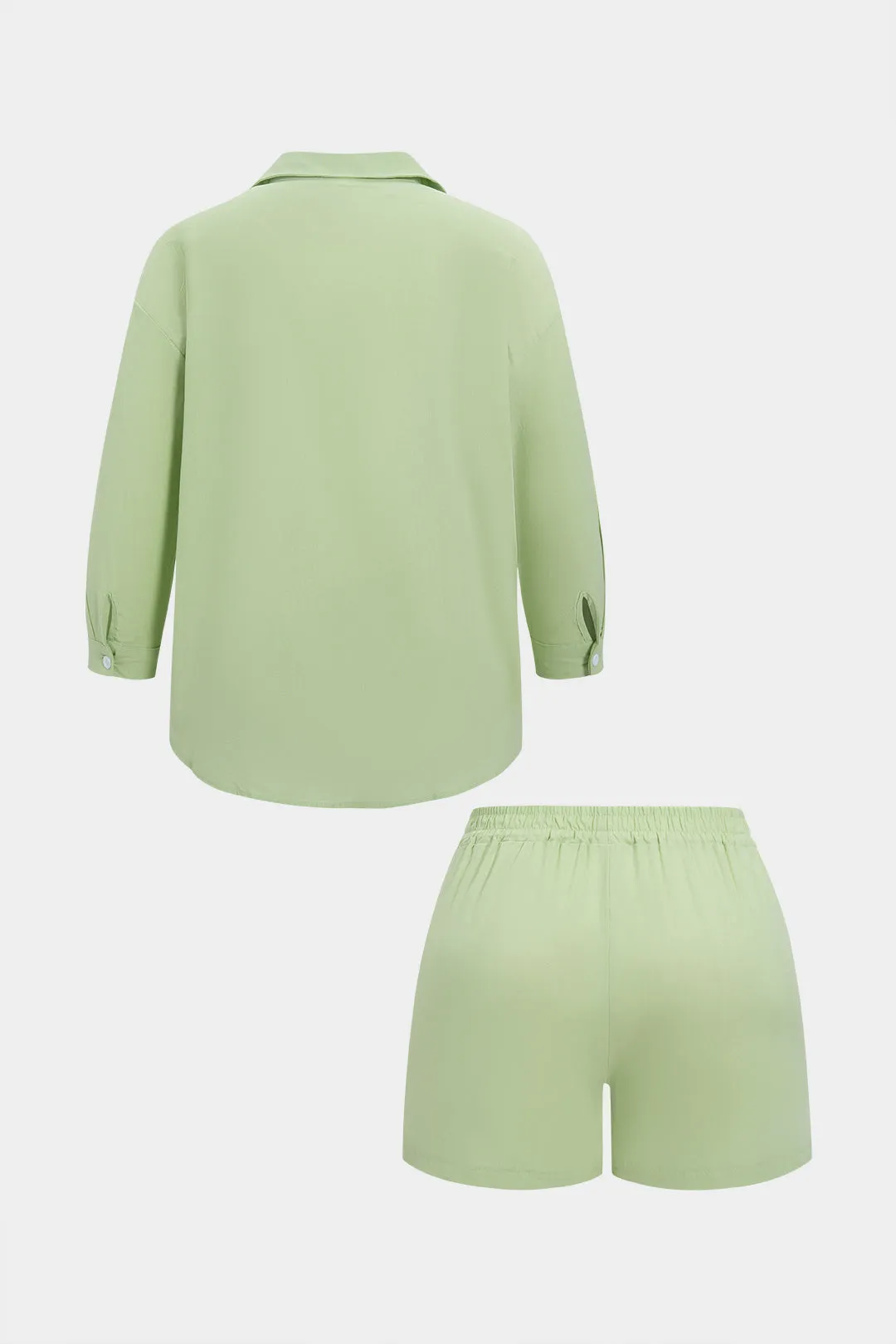 Plus Size Button Pocket Linen Shorts Set sold by Micas product image thumbnail 3