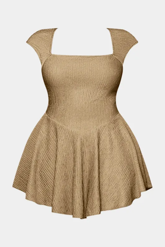 Plus Size Square Neck Ruched Mini Dress sold by Micas