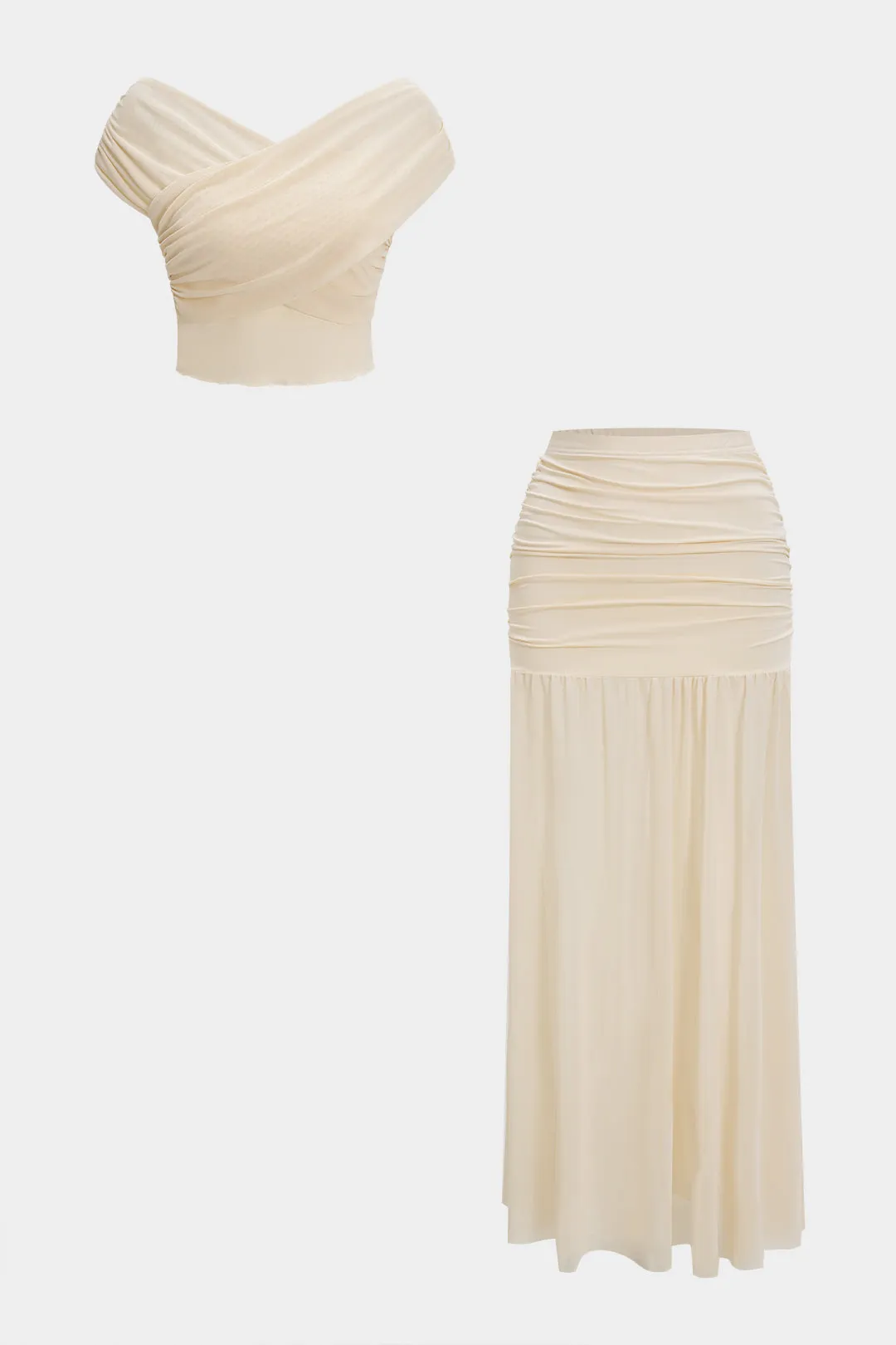 Ruched Patchwork Top And Skirt Set sold by Micas product image thumbnail 3