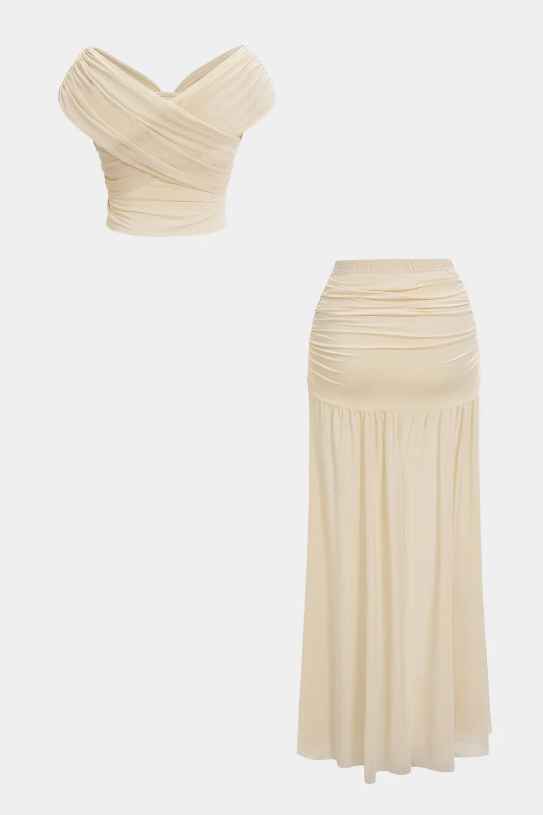 Ruched Patchwork Top And Skirt Set sold by Micas product image thumbnail 4