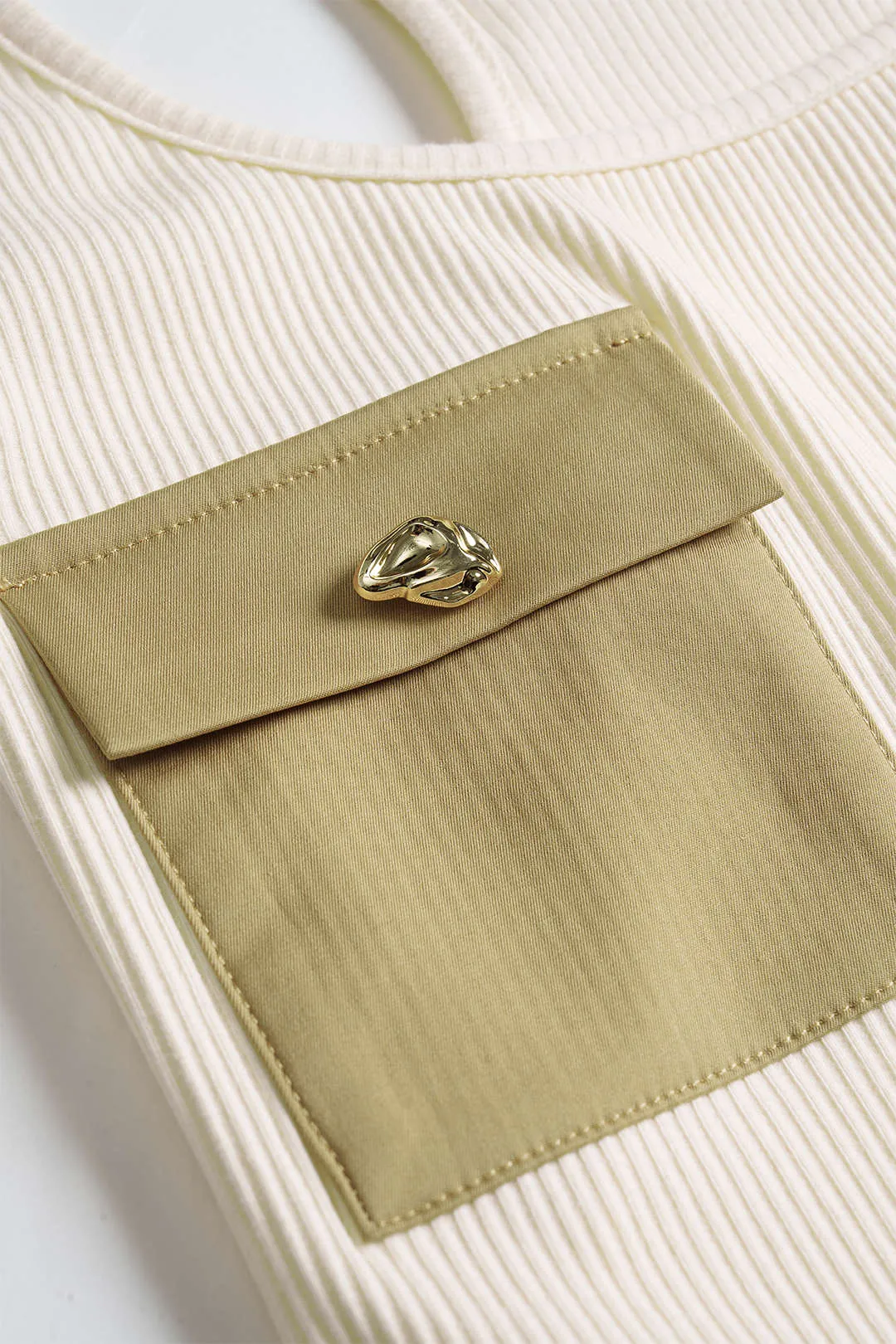 Patchwork Ruched Pocket Sleeveless Mini Dress sold by Micas product image thumbnail 3