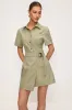 Asymmetrical Short Sleeve Button Tie Mini Dress sold by Micas