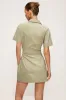 Asymmetrical Short Sleeve Button Tie Mini Dress sold by Micas