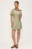 Asymmetrical Short Sleeve Button Tie Mini Dress sold by Micas