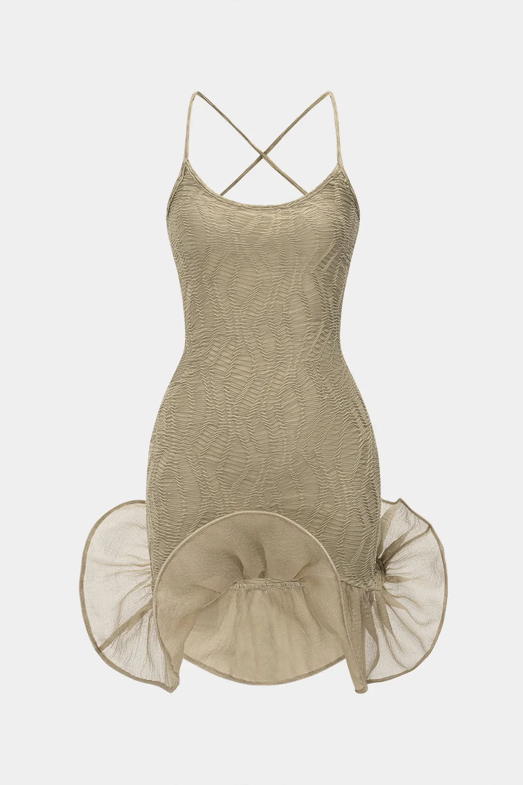 Sleeveless Ruched Patchwork Mini Dress sold by Micas