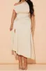 Plus Size Asymmetrical Sleeveless Ruched Midi Dress sold by Micas