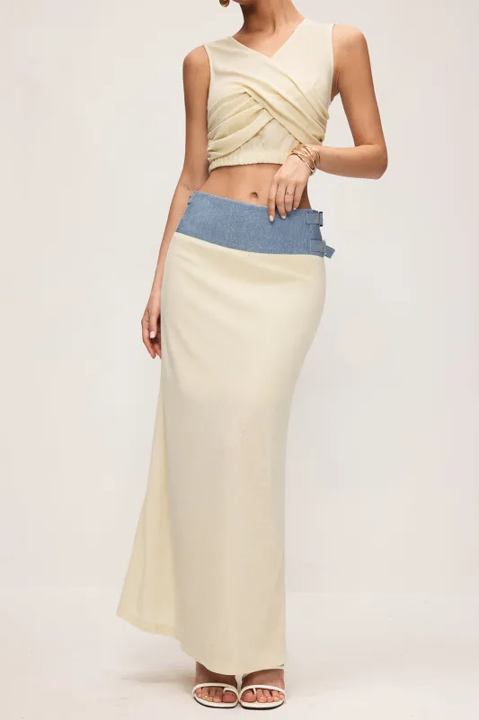 Contrast Detail  Patchwork Skirt sold by Micas