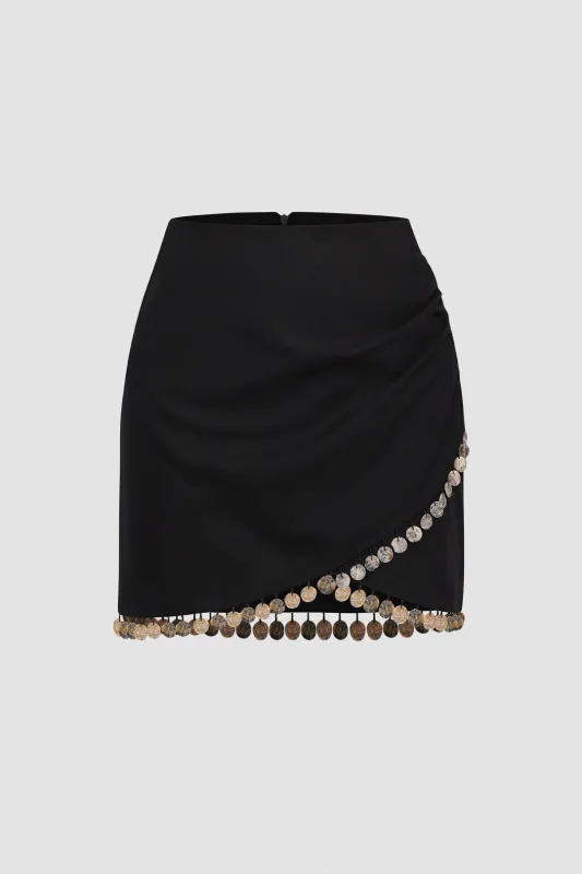 Linen Wrap Mini Skirt sold by Micas