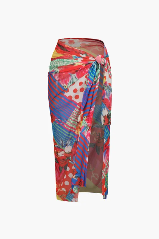 Floral Print Sheer Mesh Swimsuit Cover Up sold by Micas