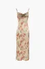 Floral Print Satin Wrap Slit Midi Dress sold by Micas