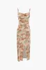 Floral Print Satin Wrap Slit Midi Dress sold by Micas