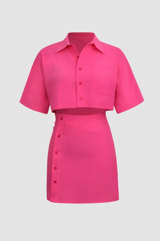 Short Sleeve Cut Out Shirt Dress sold by Micas