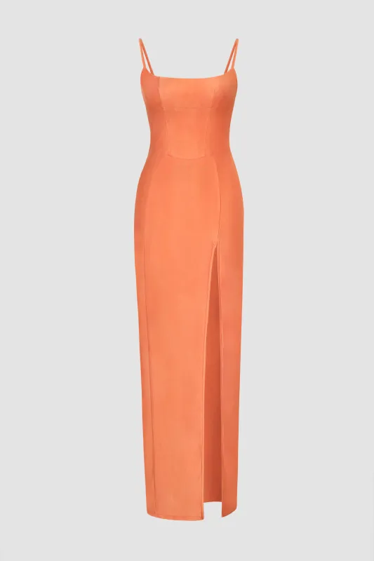 Satin Slit Maxi Slip Dress sold by Micas