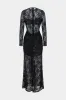 Lace Ruched Twist Knot Zipper Long Sleeve Maxi Dress sold by Micas