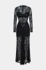 Lace Ruched Twist Knot Zipper Long Sleeve Maxi Dress sold by Micas