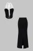 Contrast Halter Top And Skirt Set sold by Micas