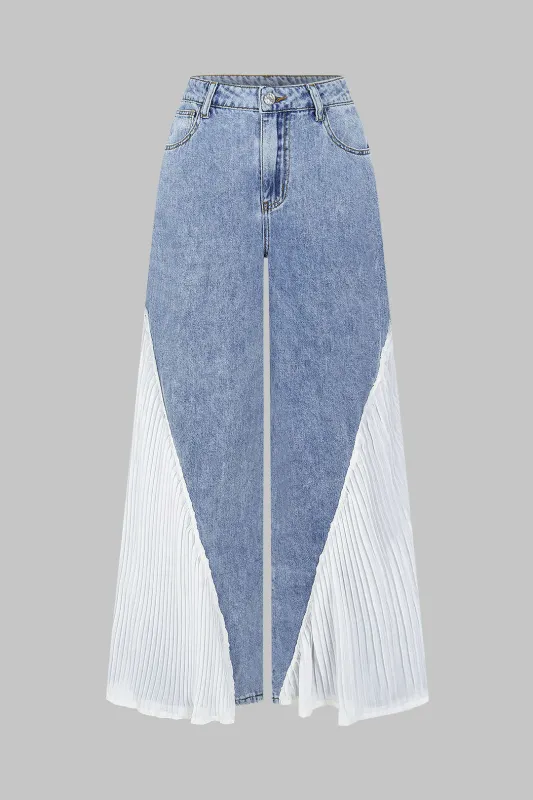 Chiffon Denim Patchwork Jeans sold by Micas