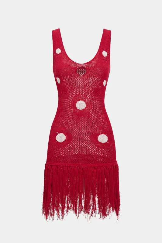 Knit Fringe Trim Sleeveless Dress sold by Micas