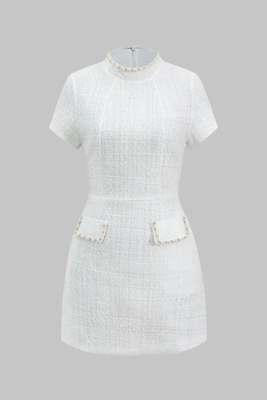 Beaded Short Sleeve Mini Dress sold by Micas