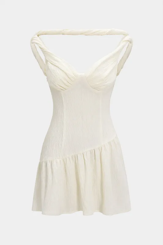 Zipper Twist Knot Ruched Sleeveless Mini Dress sold by Micas