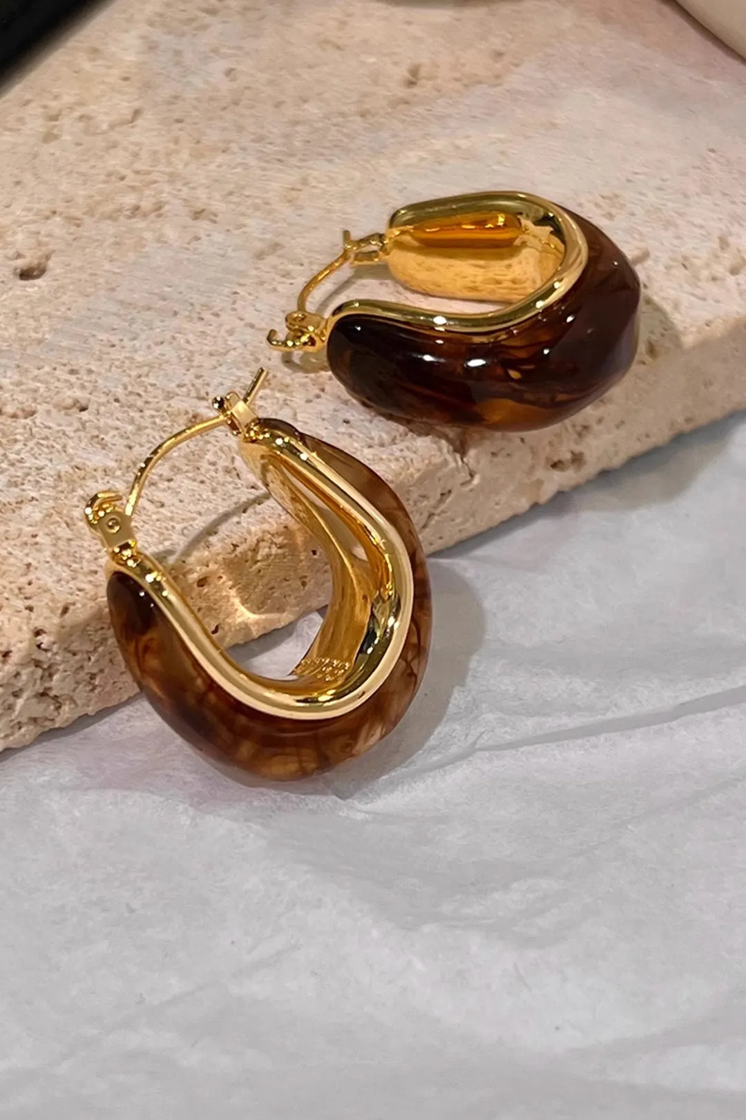 C-Shape Design Hoop Earrings sold by Micas product image thumbnail 2