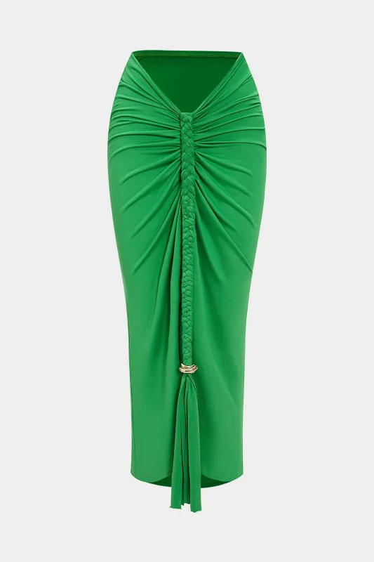 Metallisk indretning flettet ruched nederdel sold by Micas