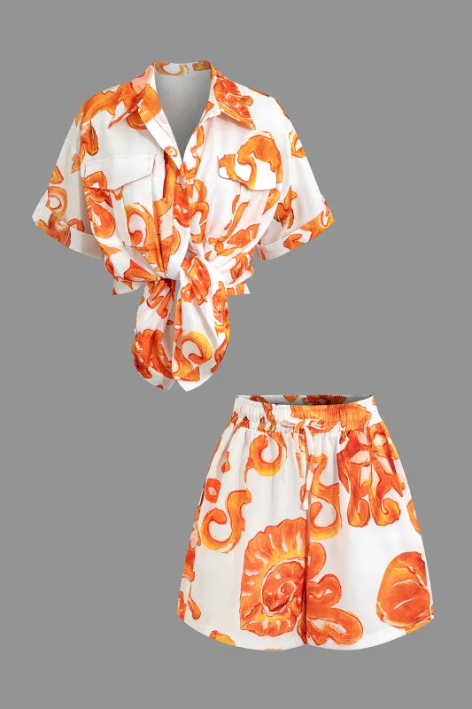 Pop Art Print Collared Neck Shirt og Shorts Set sold by Micas