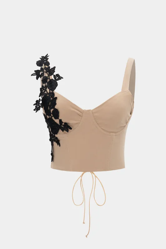 Tie Back Patchwork Tie-Up Cami Top sold by Micas