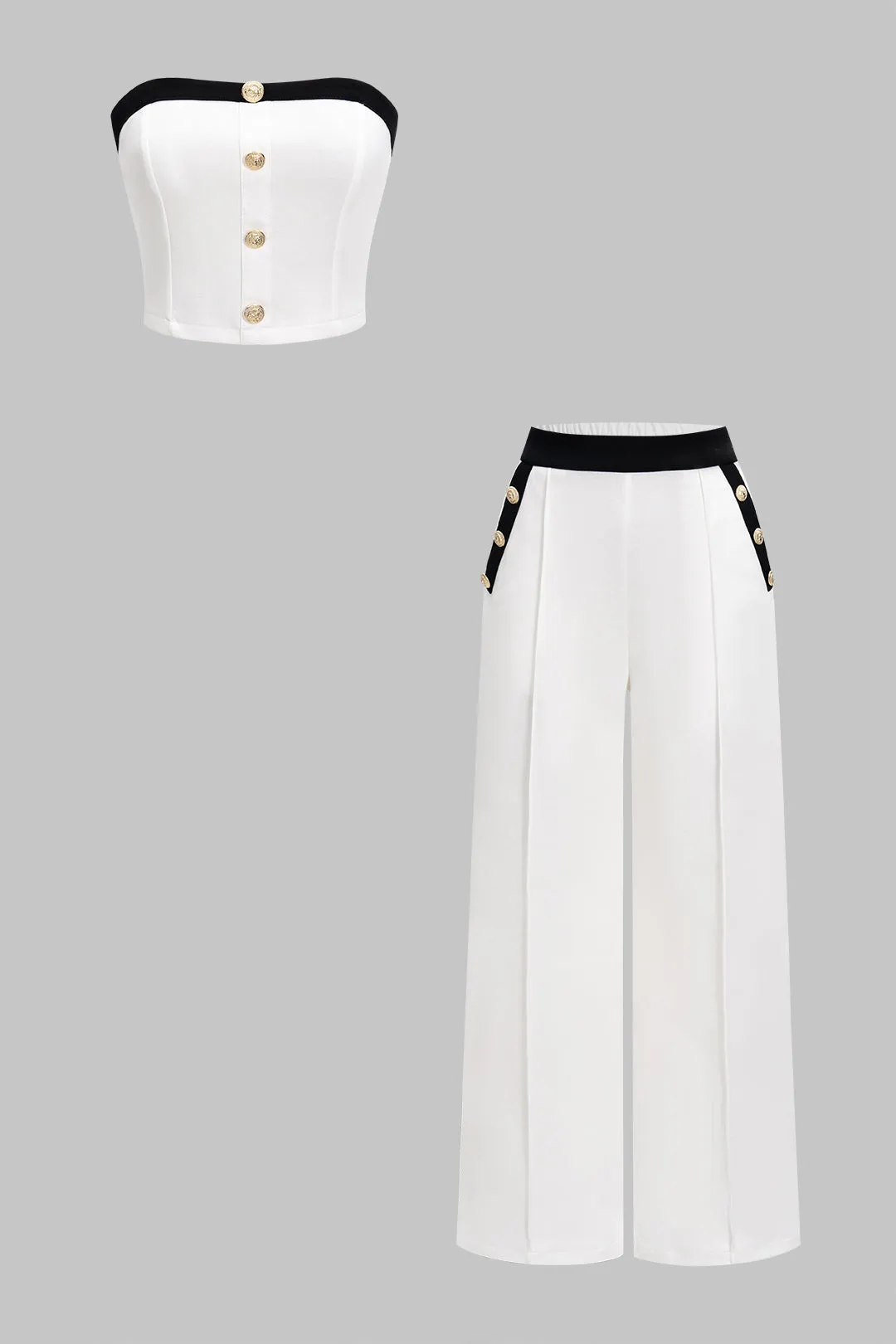 Contrast Tube Top And Wide Leg Trousers Set sold by Micas