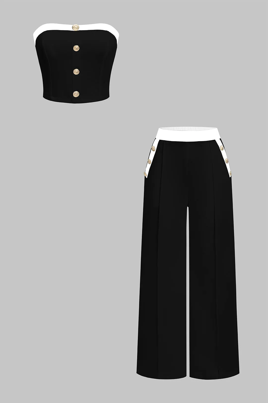 Contrast Tube Top And Wide Leg Trousers Set sold by Micas product image thumbnail 5