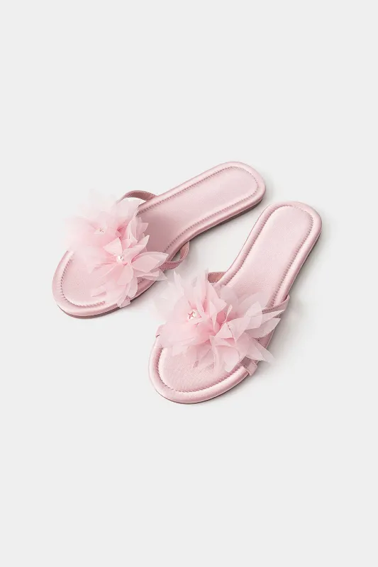 3d Floral Pearl Decor Flat Sandals sold by Micas