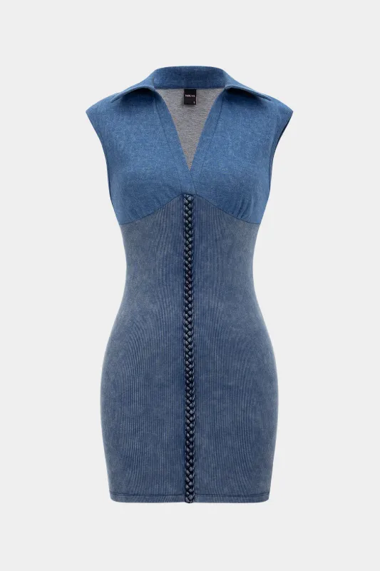 Tank V-Neck Patchwork Mini Dress sold by Micas