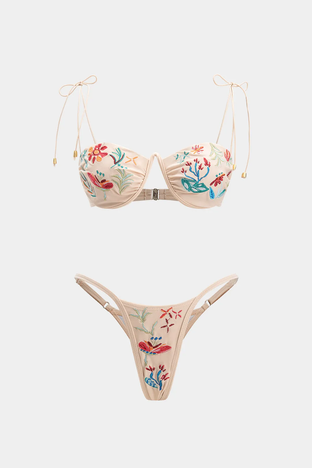 Embroidered Tie Bikini Set sold by Micas