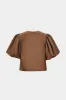 Satin Puff Sleeve Short-Sleeve Shirt sold by Micas