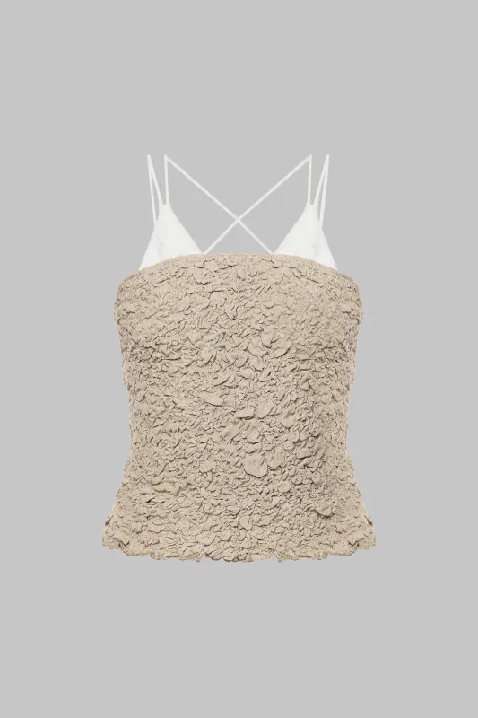 Contrast Patchwork Ruched Cami Top sold by Micas