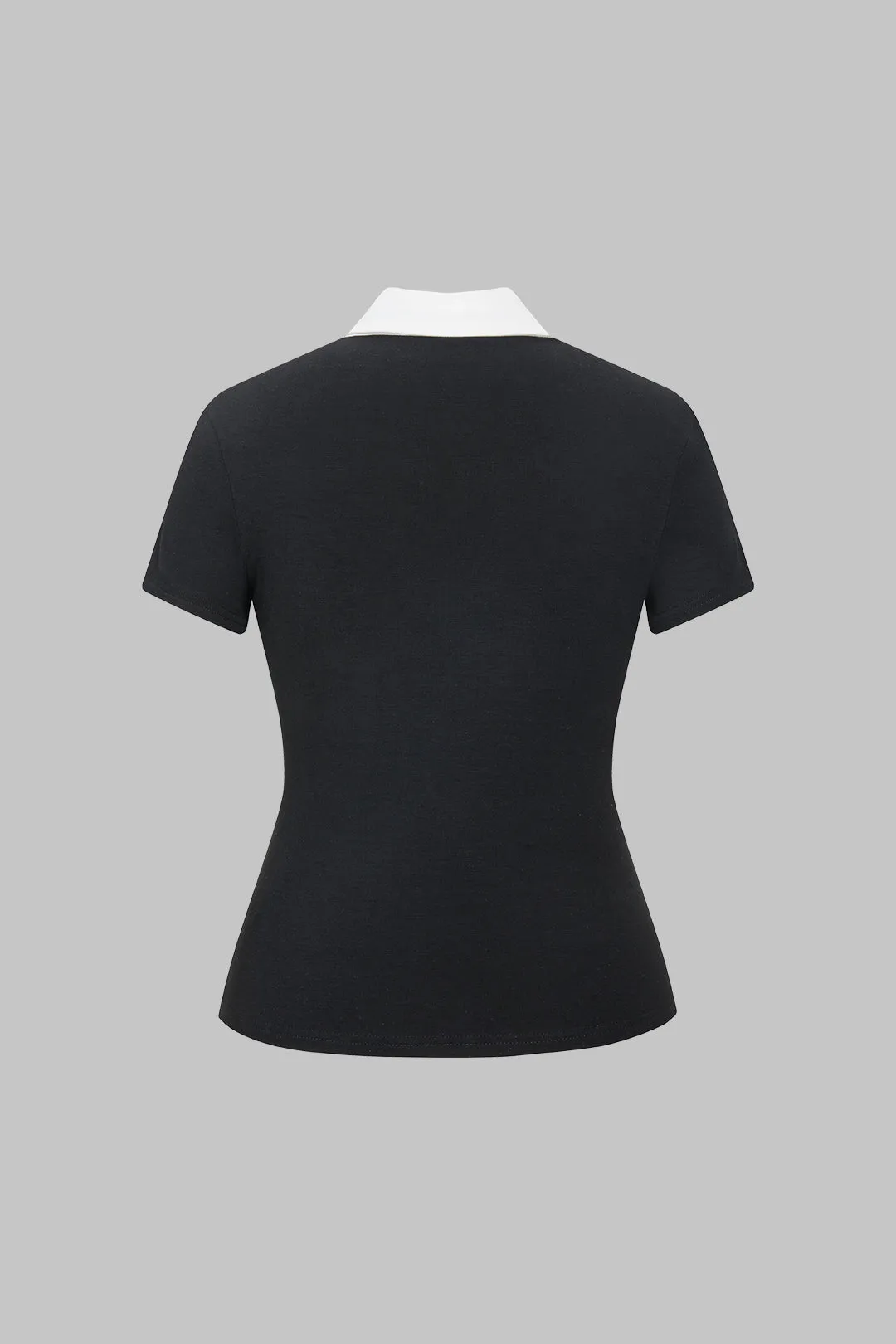 Basic Contrast Collar Short Sleeve T-Shirt sold by Micas product image thumbnail 2