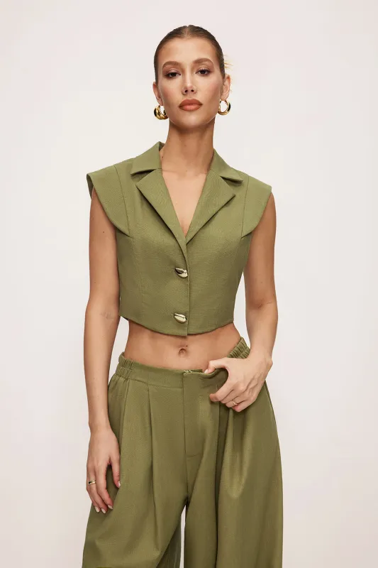 Metallic Button Linen Short-Sleeve Shirt sold by Micas
