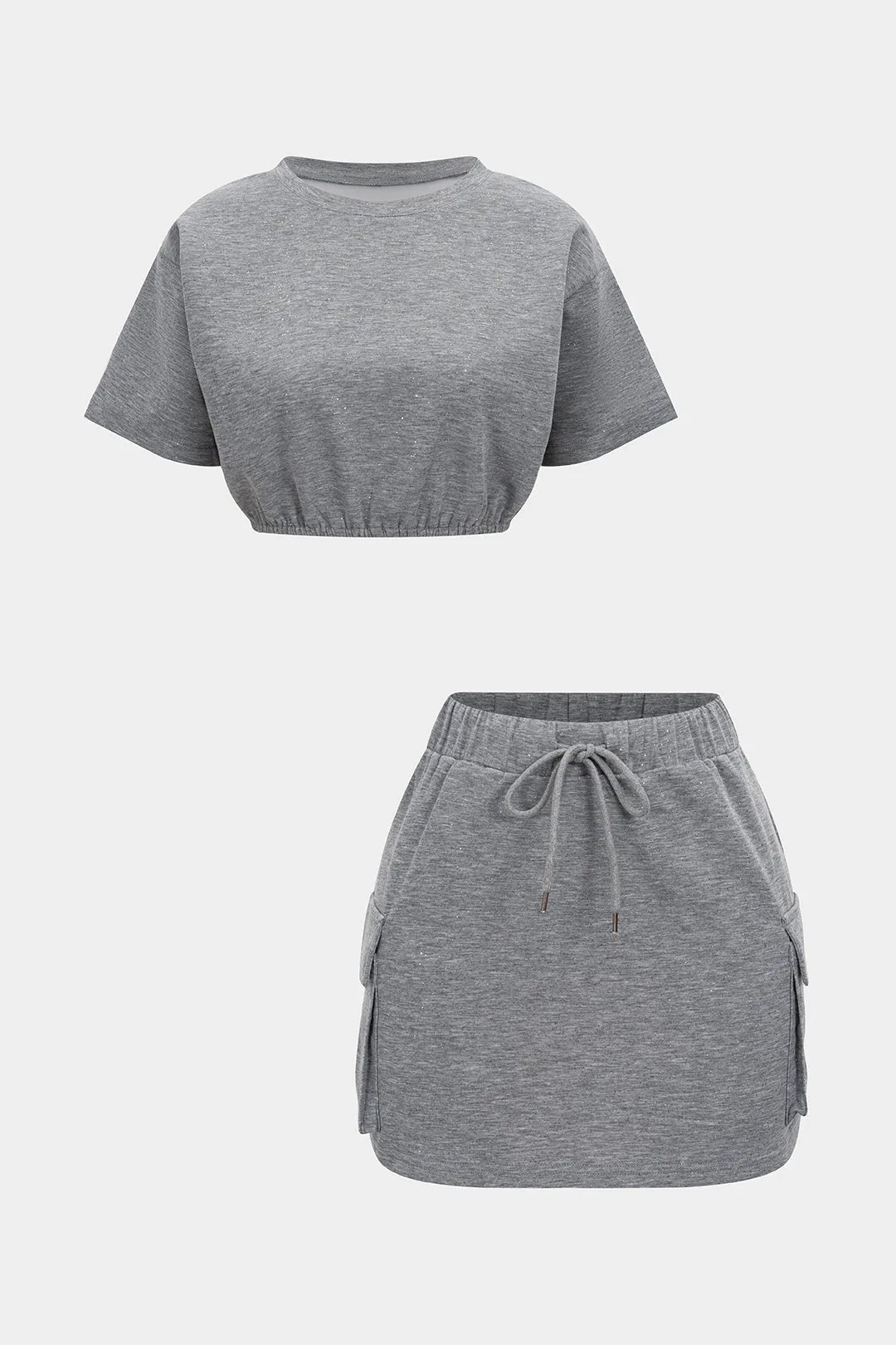 Cropped Loose T-Shirt And Skirt Set sold by Micas
