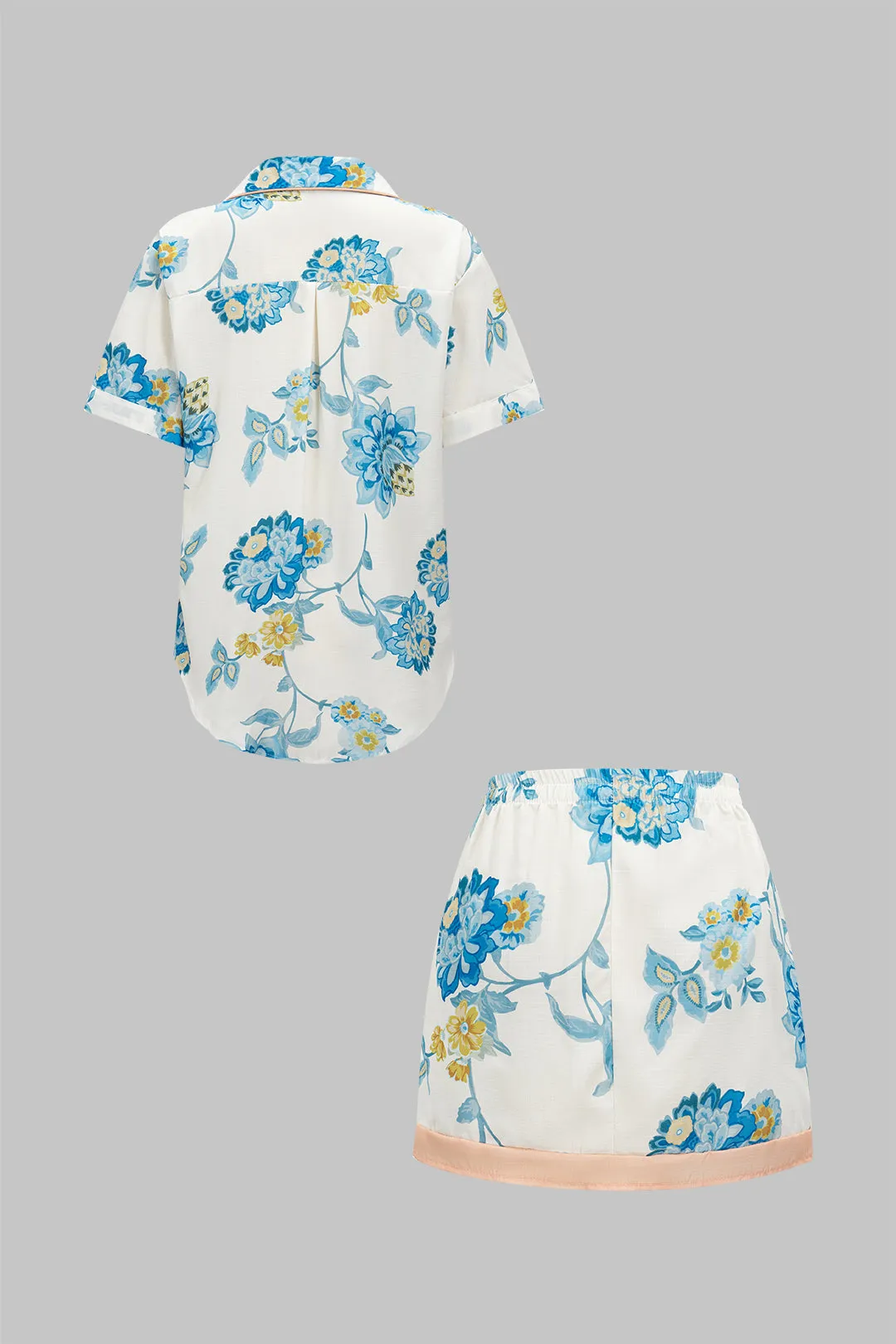 Floral Print Button Detail Shirt And Skirt Set sold by Micas product image thumbnail 3