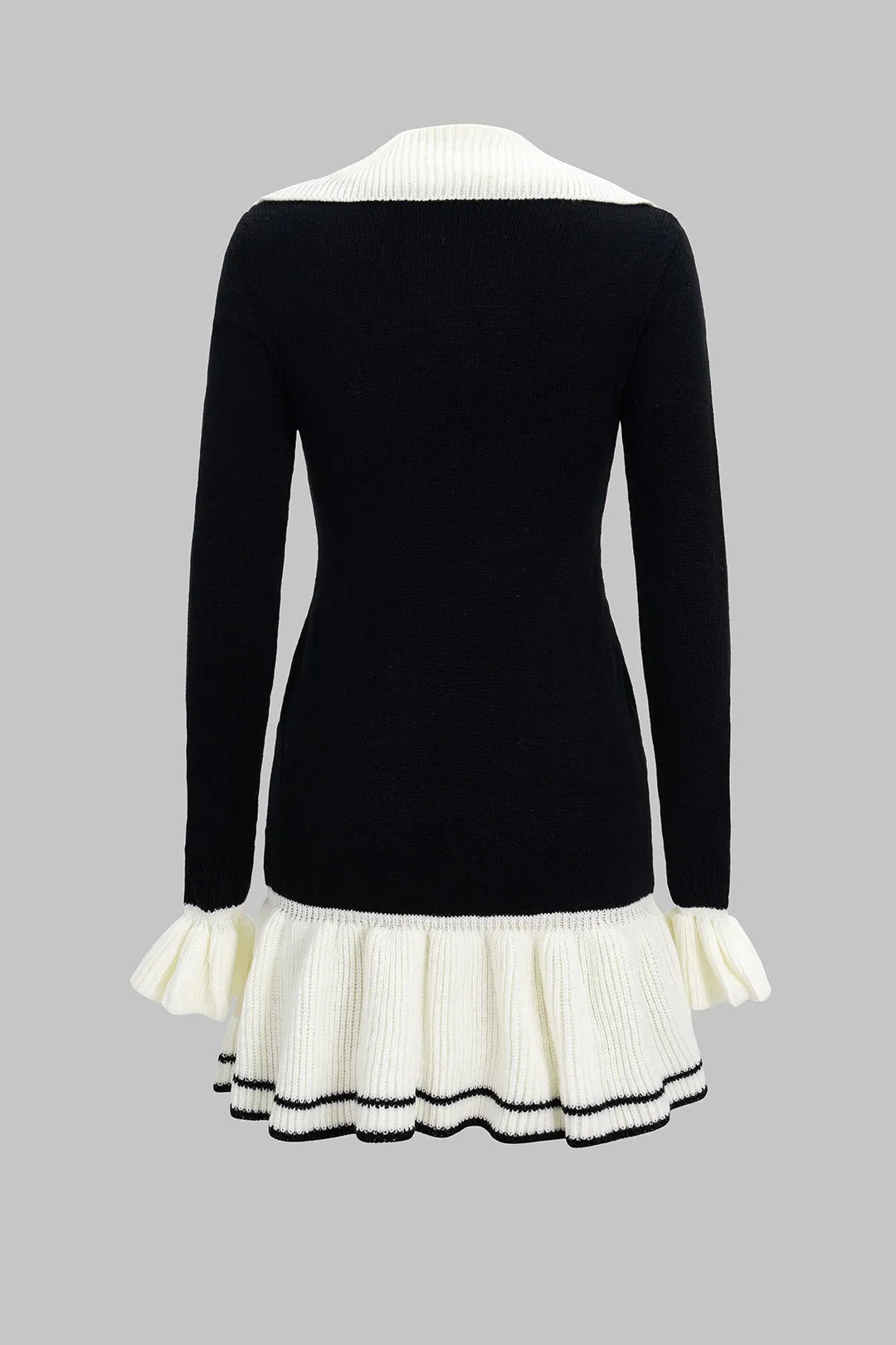 V-Neck Patchwork Button Sweater Dress sold by Micas product image thumbnail 2