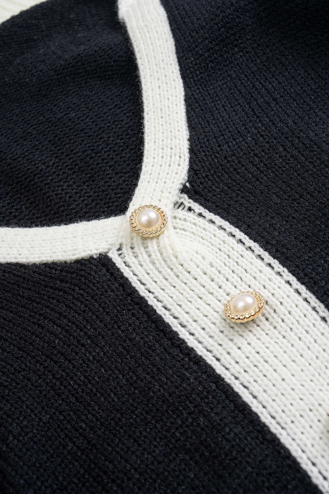 V-Neck Patchwork Button Sweater Dress sold by Micas product image thumbnail 3