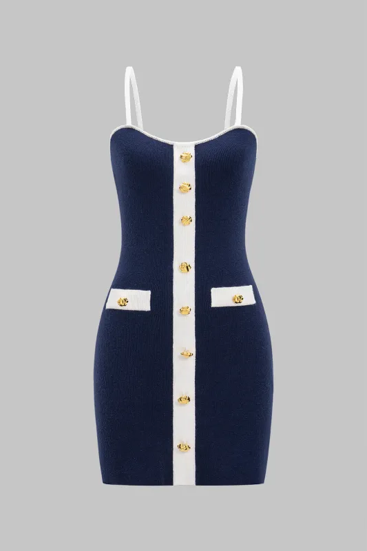 Metallic Button Knit Sleeveless Dress sold by Micas
