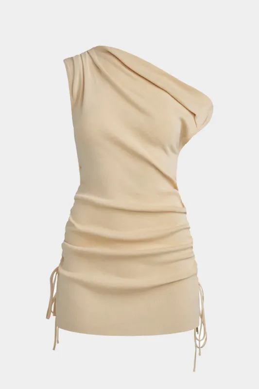 Asymmetrical Drawstrings Sleeveless Ruched Mini Dress sold by Micas